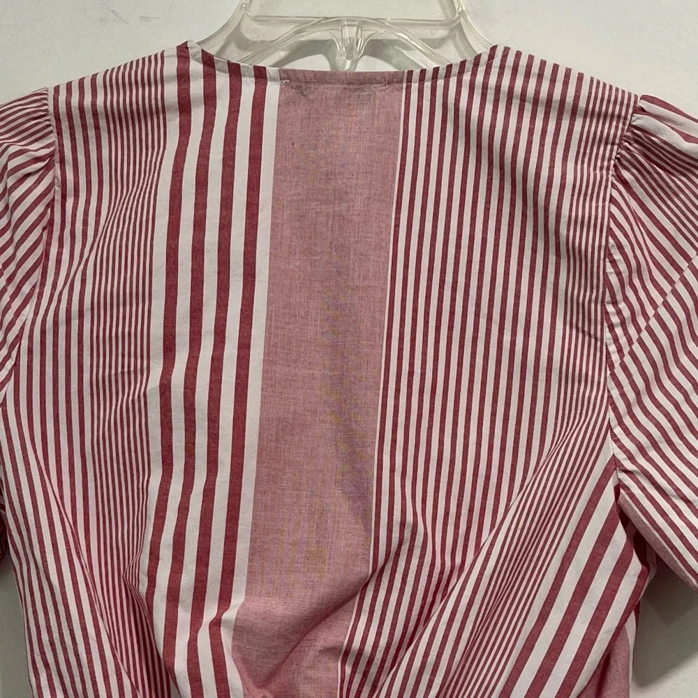 Madewell Ruffle-Hem Bold Stripe Feminine Wrap Top - Picture 13 of 14